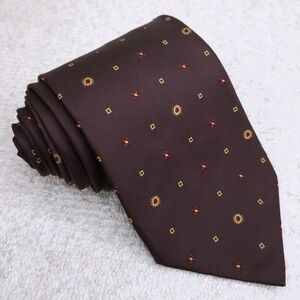 Ermenegildo Zegna Silk Tie Brown Gold Suns Floral 59" x 3.5" Luce Della Vite